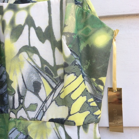 New Anilee green silk A line watercolor dress 0 - Picture 4 of 6